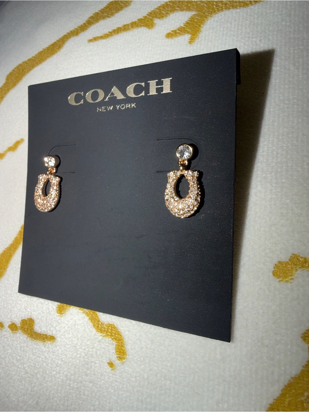 COACH Signature Pavé Earrings Plated Brassglass - Picture 3 of 5